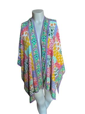 Tolani Collection Multicolor Floral Patchwork Kimono